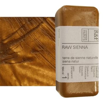 R&F Encaustic Handmade Paint 104 ml Block - Raw Sienna