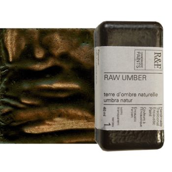 R&F Encaustic Handmade Paint 40 ml Block - Raw Umber
