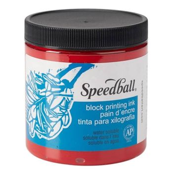 Red 8oz Water Soluble Speedball Block Printing Ink 
