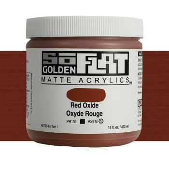 GOLDEN SoFlat Matte Acrylic - Red Oxide, 16oz Jar