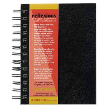 Reflexions 5.5x8.5" Double Wire Sketch Book Spiral Bound 80 Sheets 70lb