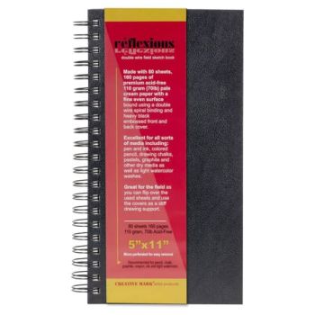 Reflexions 5x11" Double Wire Sketch Book Spiral Bound 80 Sheets 70lb
