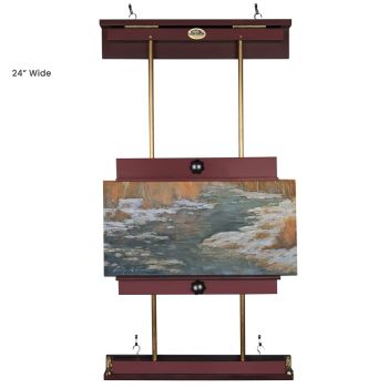 Rue Wall Display & Painting Easel Small- 24in Wide-Canvases up to 34in High - Mahogany