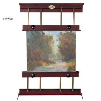 Rue Wall Easel Medium, Mahogany & Brass 32" Wide