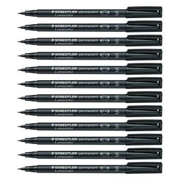 Staedtler Lumocolor Permanent Pens Super Fine #S313 - Black, 0.04mm (Box of 12)