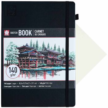 Sakura Hardcover Sketchbook - Cream Paper, 140 gsm,  8.3" x 11.7" (A4)
