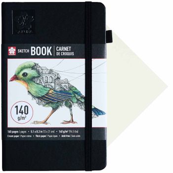 Sakura Hardcover Sketchbook - Cream Paper, 140 gsm, 5.1" x 8.3" (A5) 