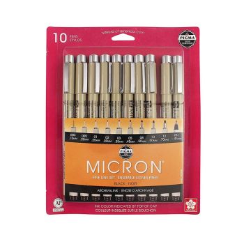 Sakura Pigma Micron Pen Set of 10 Black