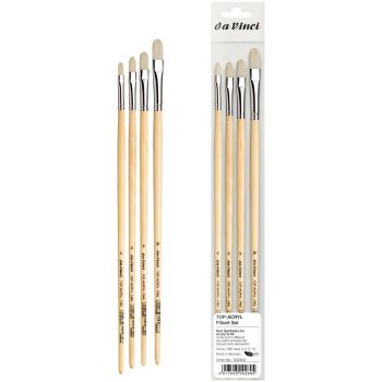 Da Vinci Top Acryl 7482 Synthetic Long Handle Filbert Brush Set of 4