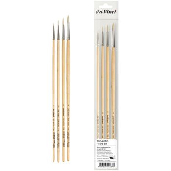 Da Vinci Top Acryl 7782 Synthetic Long Handle Round Brush Set of 4