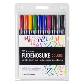 Tombow Fudenosuke Brush Pen Set Of 10 Colors Hard Tip 