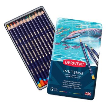 Derwent Inktense Pencils 12 Color Set- Water-Soluable Colored Pencils