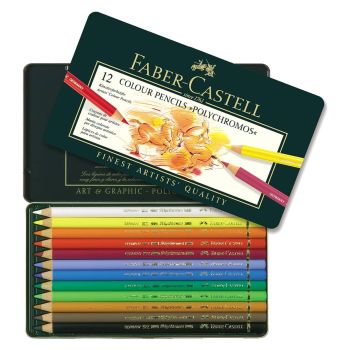 Faber-Castell Polychromos Pencil Tin Set of 12 - Assorted Colors