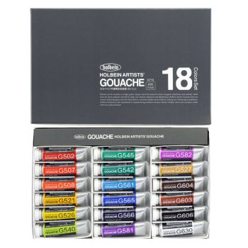 Holbein Designer Gouache 15ml Set of 18 Assorted Colors