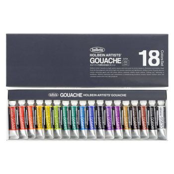 Holbein Artists Gouache Set of 18, 5ml Colors 