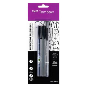 Tombow Fudenosuke Brush Pen Set Of 3 Black (Hard/Soft/Twin Tip)