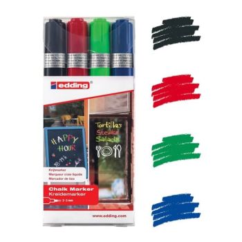 Edding 4095 Chalk Marker Pack of 4 Round Assorted Colors