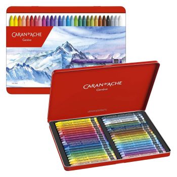 Caran D'Ache Neocolor II Aquarelle Water-Soluble Wax Pastel Tin Set of 40 - Assorted Colors