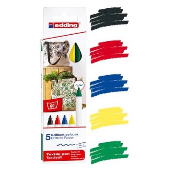 Edding 4600 Textile Pen Pack of 5 Basic Colors