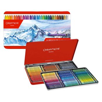 Caran D'Ache Neocolor II Aquarelle Water-Soluble Wax Pastel Tin Set of 84 - Assorted Colors