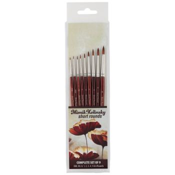 Mimik Synthetic Kolinsky Brush Short Handle Short Round Set of 9