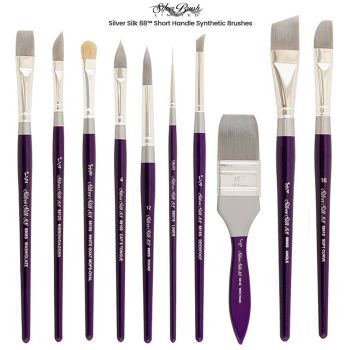 Silver Silk 88 Synthetic Short Handle Brushes - Silver Brush