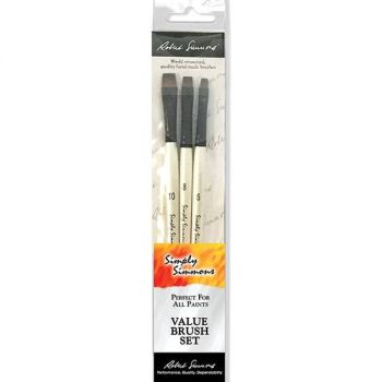 Simply Simmons Original Decorative Brushes Chisel Edge Wallet 3-Pack 