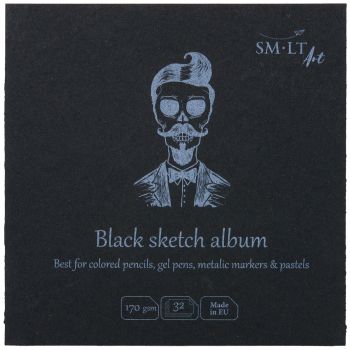 SMLT Authentic Black Sketch Album, 170 gsm, 5-1/2” x 5-1/2”, 32 Sheets, Stitch Bound