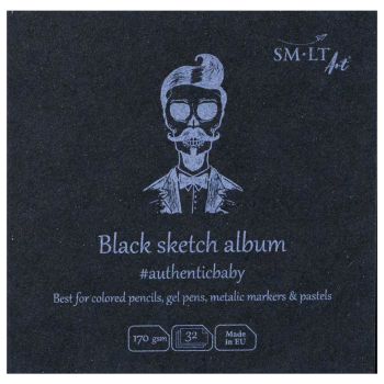 SMLT Authentic Baby Black Sketch Album, 170 gsm, 3-1/2" x 3-1/2", 32 Sheets, Glue Bound