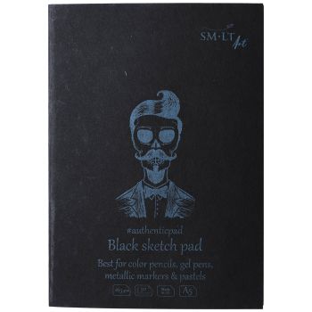 SMLT Authentic Black Sketch Paper Pad, 170 gsm, A5 (5.75” x 8.25”), 20 Sheets, Glue Bound
