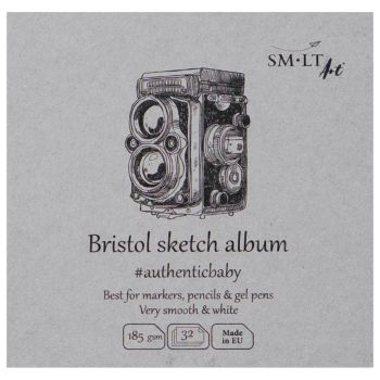 SMLT Authentic Baby Bristol Sketch Album, 185 gsm, 3-1/2" x 3-1/2", 32 Sheets, Stitch Bound