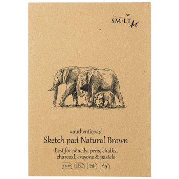SMLT Authentic Brown Sketch Paper Pad , 135 gsm, A5 (5.75” x 8.25”), 80 Sheets, Glue Bound
