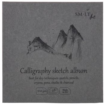 SMLT Authentic Calligraphy Sketch Album, 100 gsm, 5-1/2” x 5-1/2”, 48 Sheets, Stitch Bound