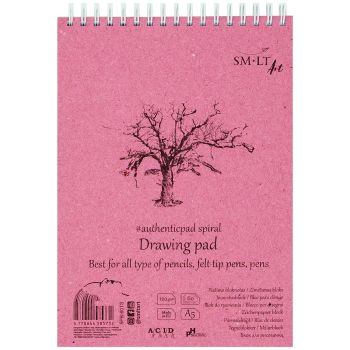 SMLT Authentic Drawing Paper Pad, 120 gsm, A5 (5.75” x 7.5”), 60 Sheets, Spiral Bound