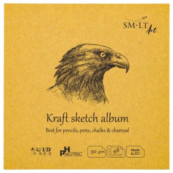 SMLT Authentic Kraft Sketch Album, 90 gsm, 5-1/2" x 5-1/2", 48 Sheets, Stitch Bound