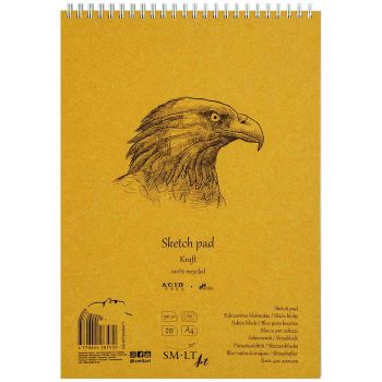 SMLT Authentic Kraft Sketch Paper Pad, 90 gsm, A4 (8.25" x 11"), 60 Sheets, Spiral Bound