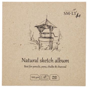 SMLT Authentic Natural Sketch Album, 100 gsm, 5-1/2” x 5-1/2”, 48 Sheets, Stitch Bound