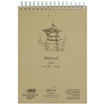 SMLT Authentic Natural Sketch Paper Pad, 100 gsm, A4 (8.25” x 11”), 100 Sheets, Spiral Bound