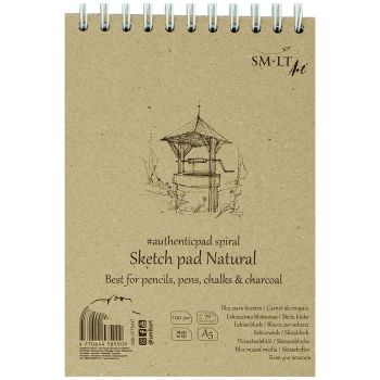 SMLT Authentic Natural Sketch Paper Pad, 100 gsm, A5 (5.75” x 7.5”), 70 Sheets, Spiral Bound