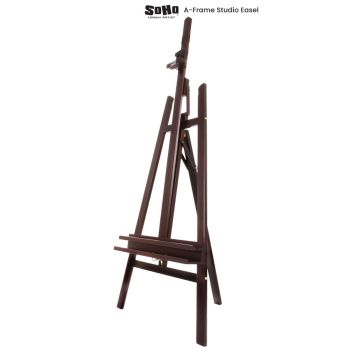 US Art Supply 56 High Medium A-Frame Wood Easel, Lyre Style Studio -  Artists Floor Stand, Sturdy Beechwood, Adjustable Height To 43 Canvas -  Artwork