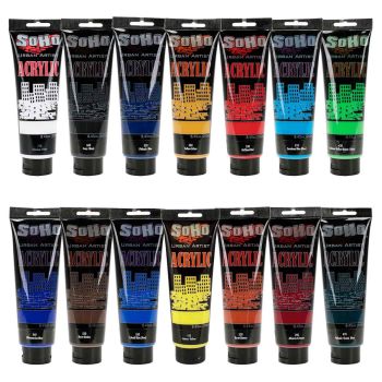 SoHo Urban Artist Heavy Body Acrylics Value Set of 14 Colors, 250ml Assorted