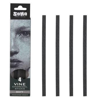 Soho Artist Vine Charcoal Sticks Soft, 4 pack