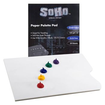 SoHo Paper Palette Pad (disposable) w/o Thumb Hole 9x12"- White 30 Sheets