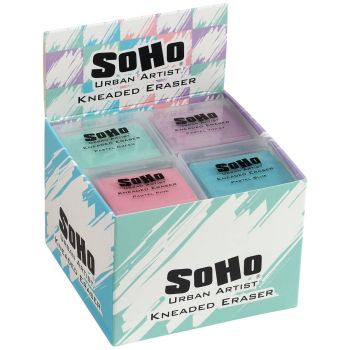 SoHo Urban Artist Kneaded Eraser with Case, Assorted Pastel Colors (Box of 20)