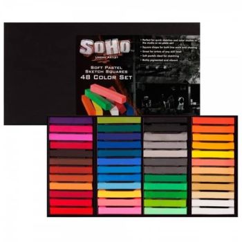 SoHo Urban 48 Artist Soft Pastel Sketch Squares Set Assorted Colors