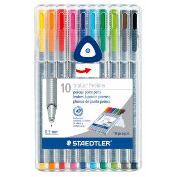 Staedtler Triplus Fineliner Pens Set of 10 - Assorted Colors