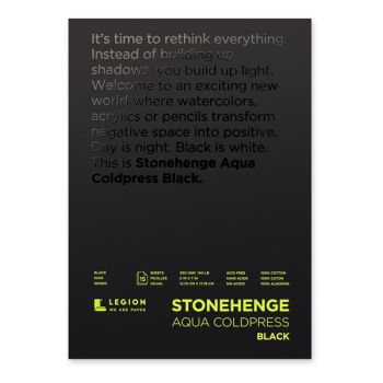 Stonehenge Aqua Watercolor 140 lb Cold Press 15-Sheet Pad 5 x 7 in Black 