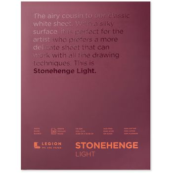 Stonehenge Light Drawing & Printmaking 11x14in Paper Pad Smooth Finish, 30 Sheets (135 gsm 50LB)