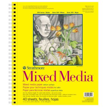 Strathmore Mixed Media 300 Series Spiral Bound Pad (117 lb., 40 Sheets Vellum) 11x14"