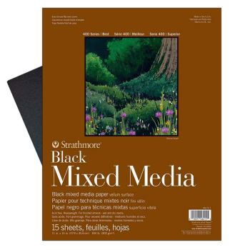 Strathmore 400 Series 11X14" Black Mixed Media Pad 184lb (15-Sheet)